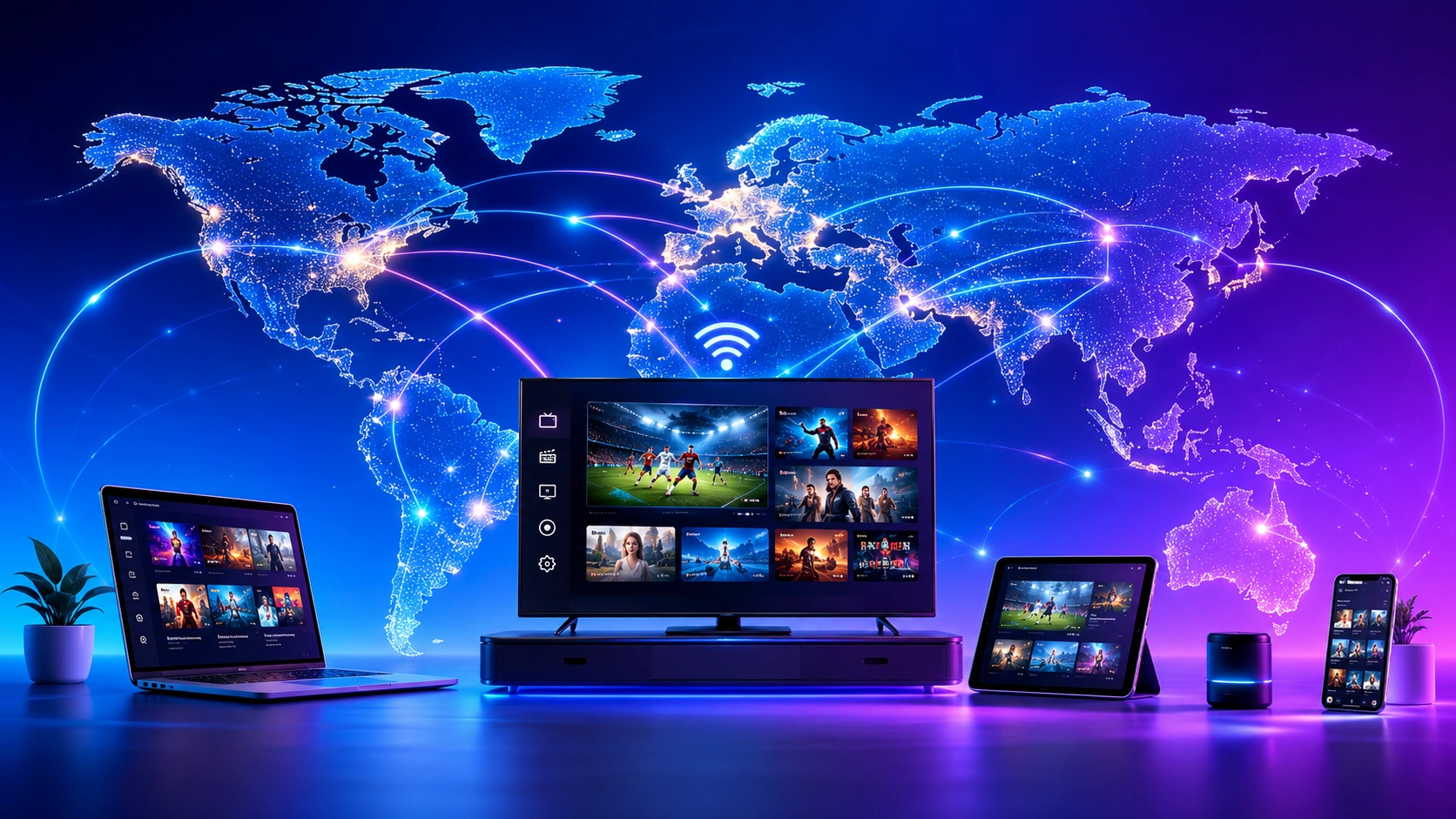 World map showing global IPTV streaming coverage by country and region
