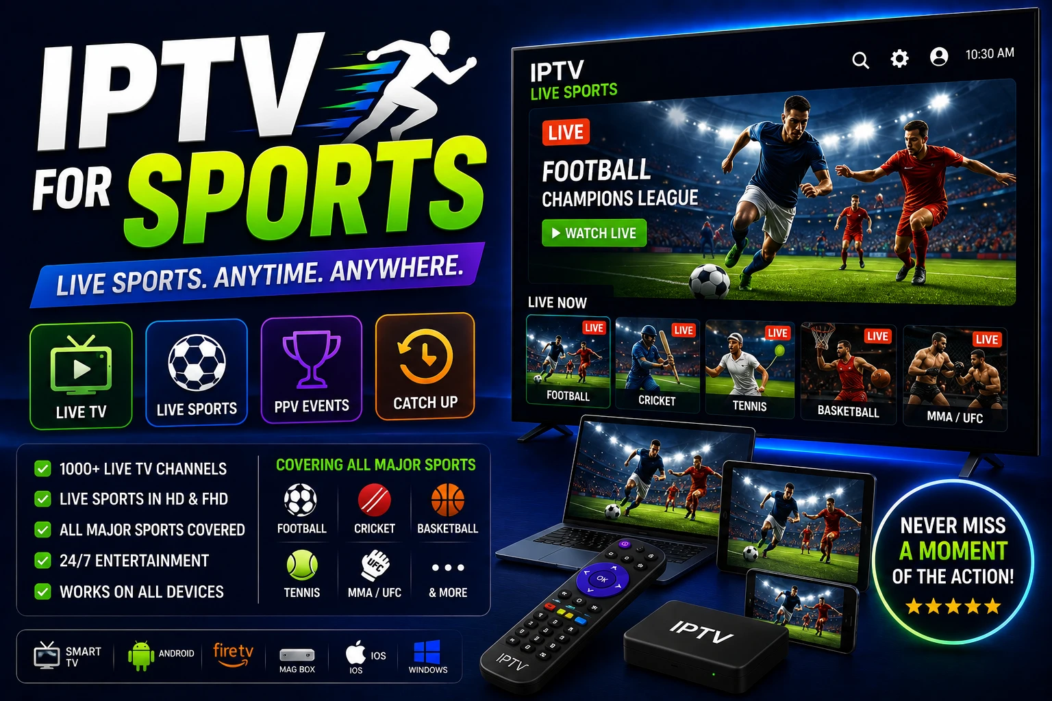 Best IPTV for Sports - Complete guide to IPTV for sports. Top providers with dedicated sports servers, live event coverage, catch-up features, and optimization tips for buffer-free streaming.