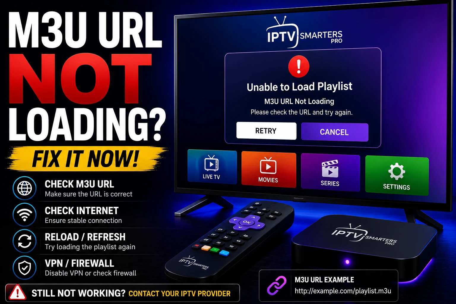 M3U URL Not Loading