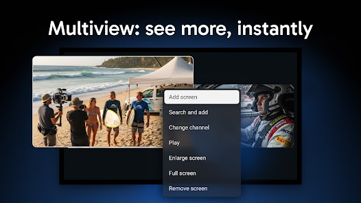 TiviMate app interface showing channel list and EPG